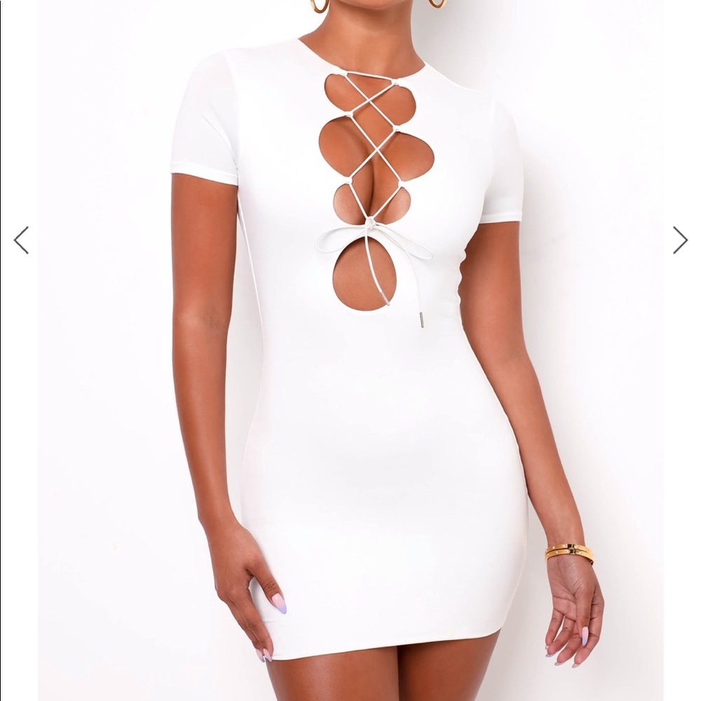 MYOUTFITONLINE White lace up mini dress